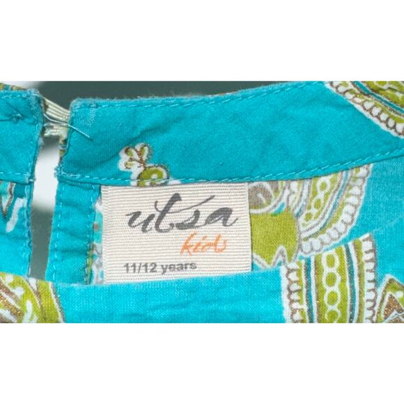 UTSA Girls Crisp 100% Cool Cotton Turquoise Dress Size 11/12 - Picture 9 of 10